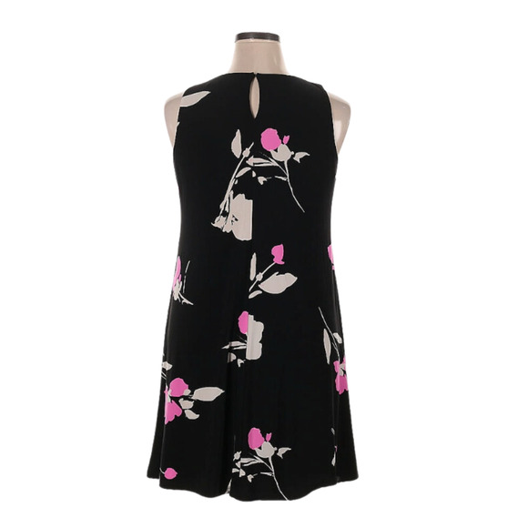 Lauren Ralph Lauren Black Pink Floral Sleeveless Trapeze Shift Dress EUC Sz 12 - Picture 2 of 8